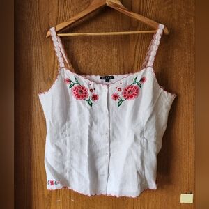 Jcrew Embroidered Linen Top